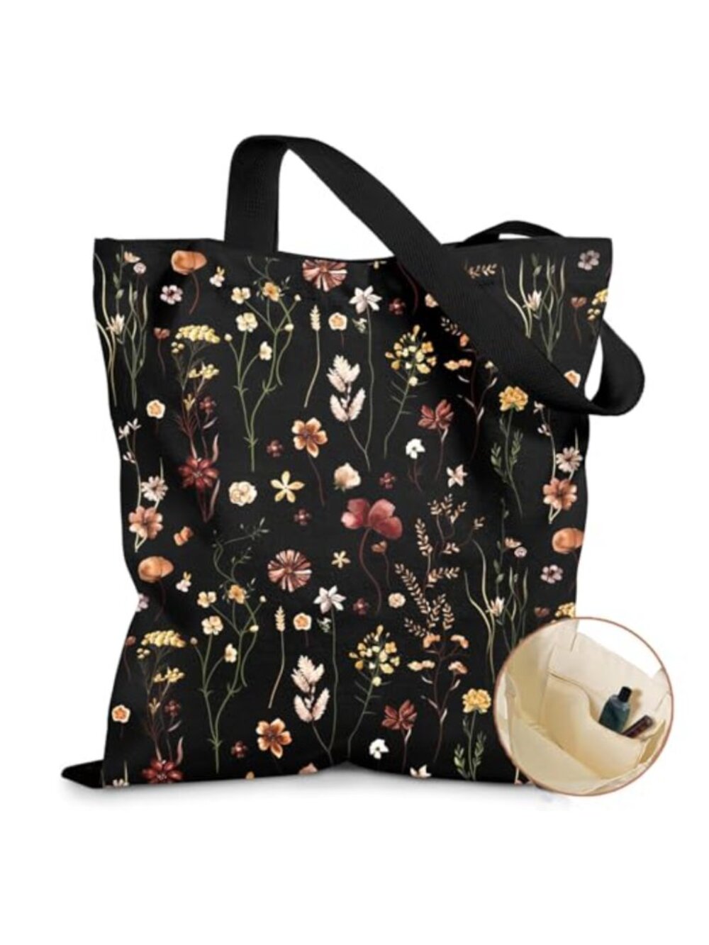 Canvas Tote Bag Inner Pocket Cotton Women Shopping Gym Reusable